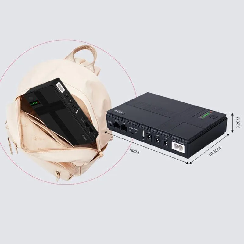 10400 mAh Black Mini Portable DC UPS-DC1018P