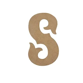 10" Wooden Carnival Letter S Unfinished, Circus Font, Craft Cutout on 1-8" MDF