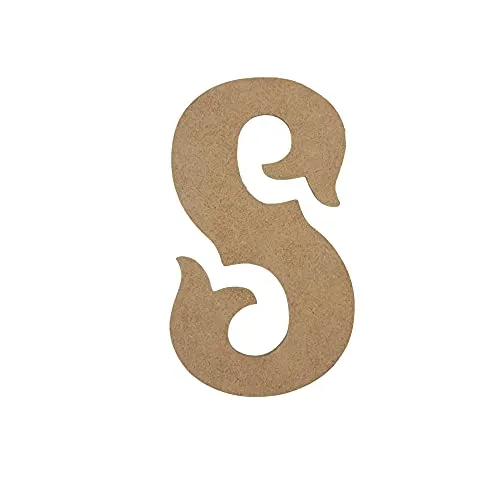 10" Wooden Carnival Letter S Unfinished, Circus Font, Craft Cutout on 1-8" MDF