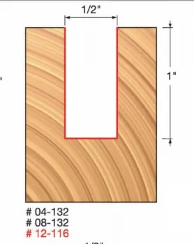 1/2" x 1" Double Flute Straight Bit