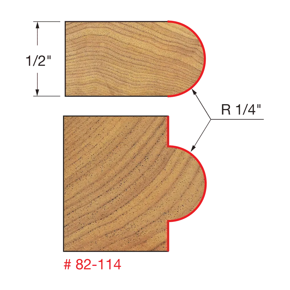 1/4" Radius Half Round Bit