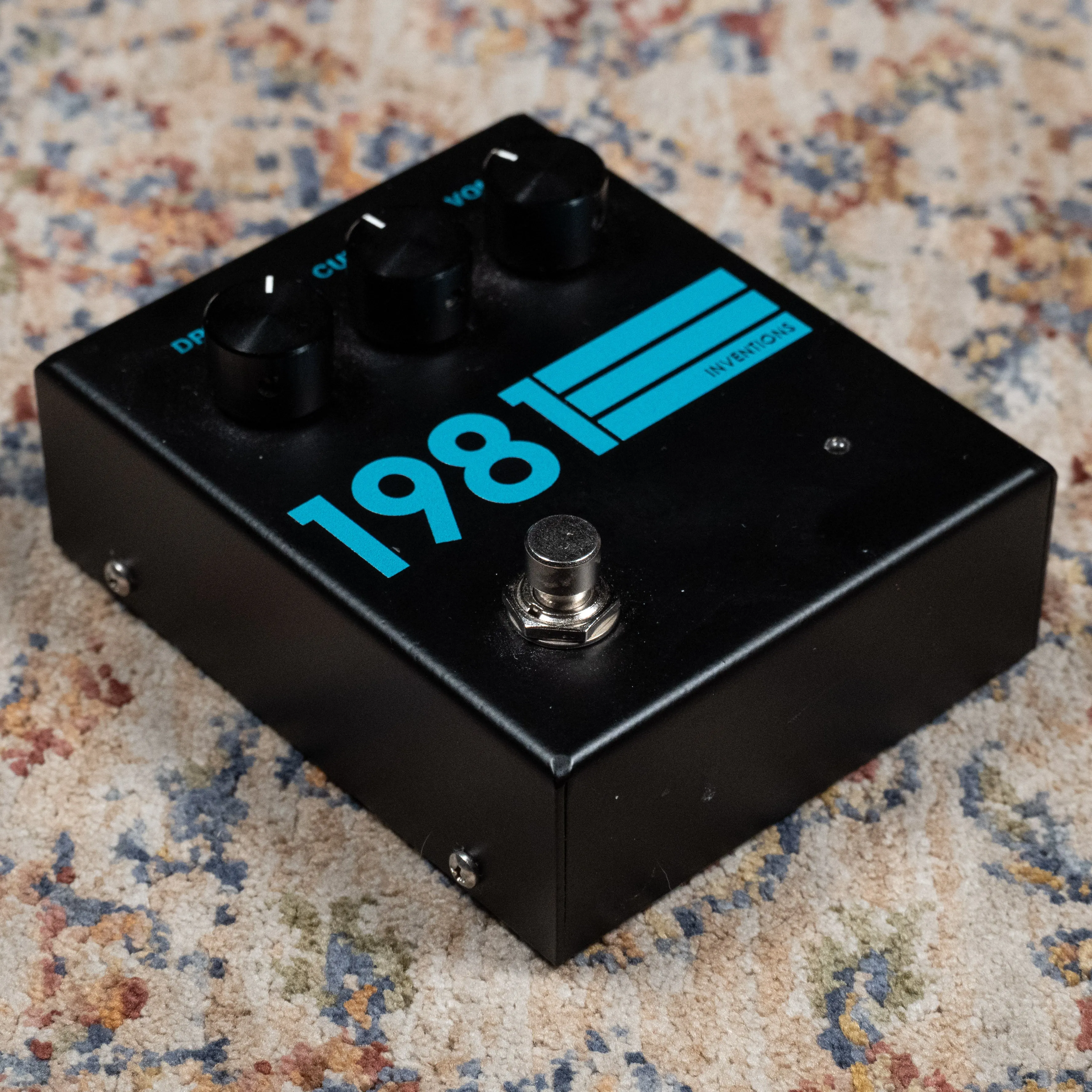 1981 Inventions DRV Overdrive/Distortion Effect Pedal, Black/Teal w/ Box
