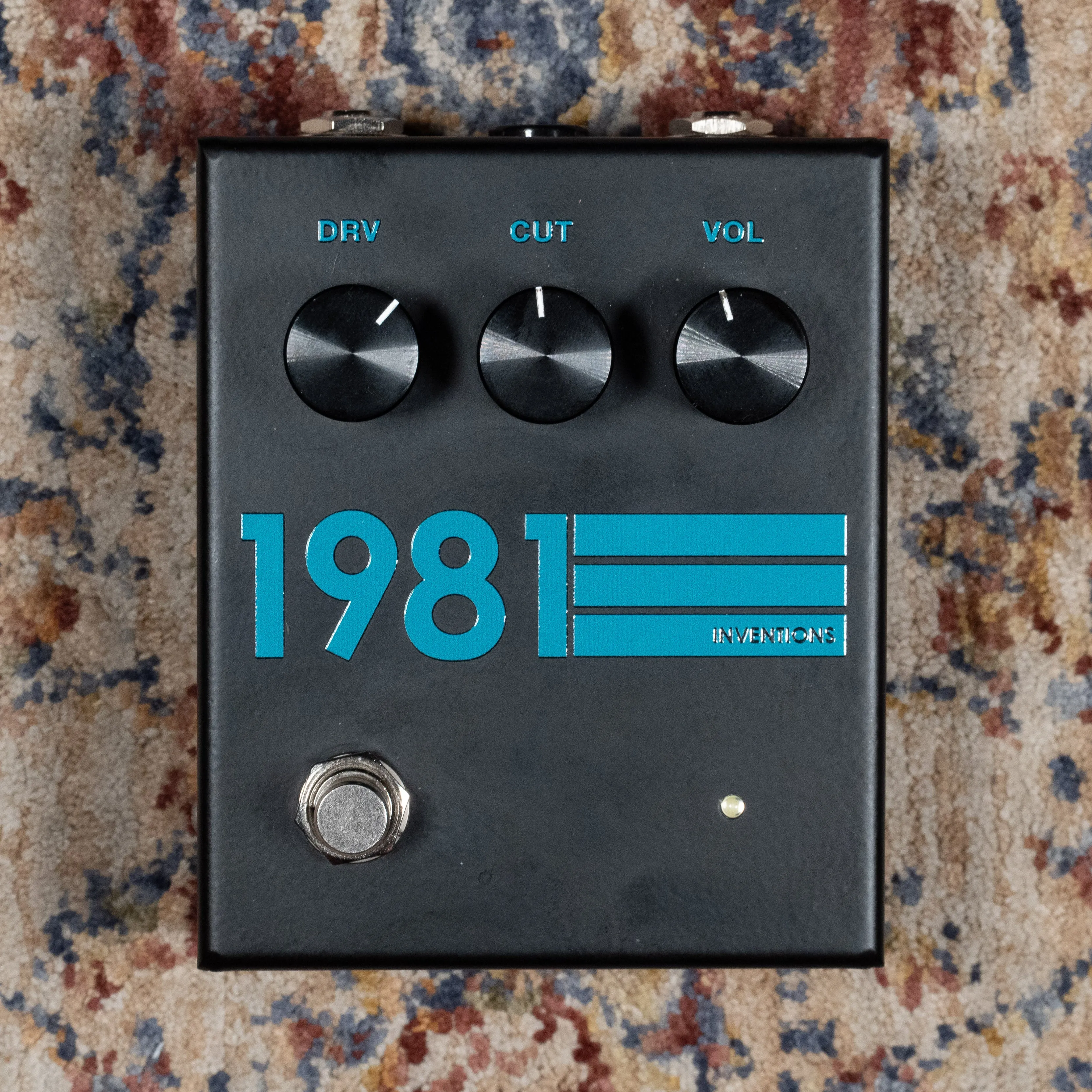1981 Inventions DRV Overdrive/Distortion Effect Pedal, Black/Teal w/ Box
