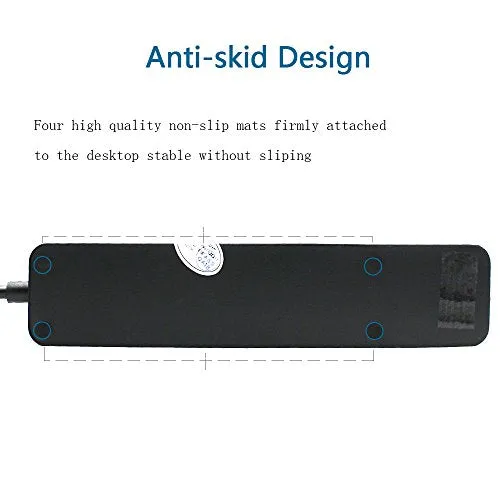 2 Prong Power Strip, 3-Outlet Surge Protector Power Strip with 4 USB Charging Ports, 6.6ft Extension Long Cord for Smartphone Home Indoor Office Desktop, Black