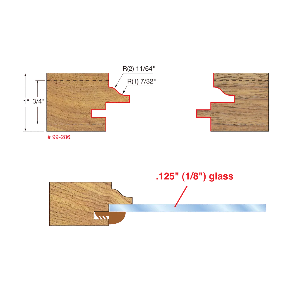 2" Glass Panel Cabinet Door Bit Set