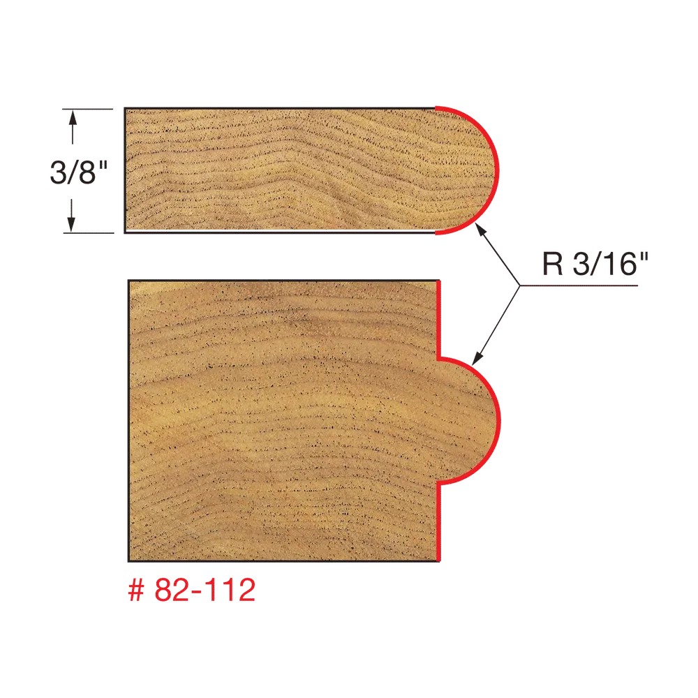 3/16" Radius Half Round Bit