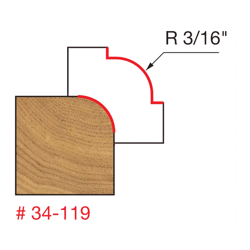 3/16" Radius Rounding Over Bit