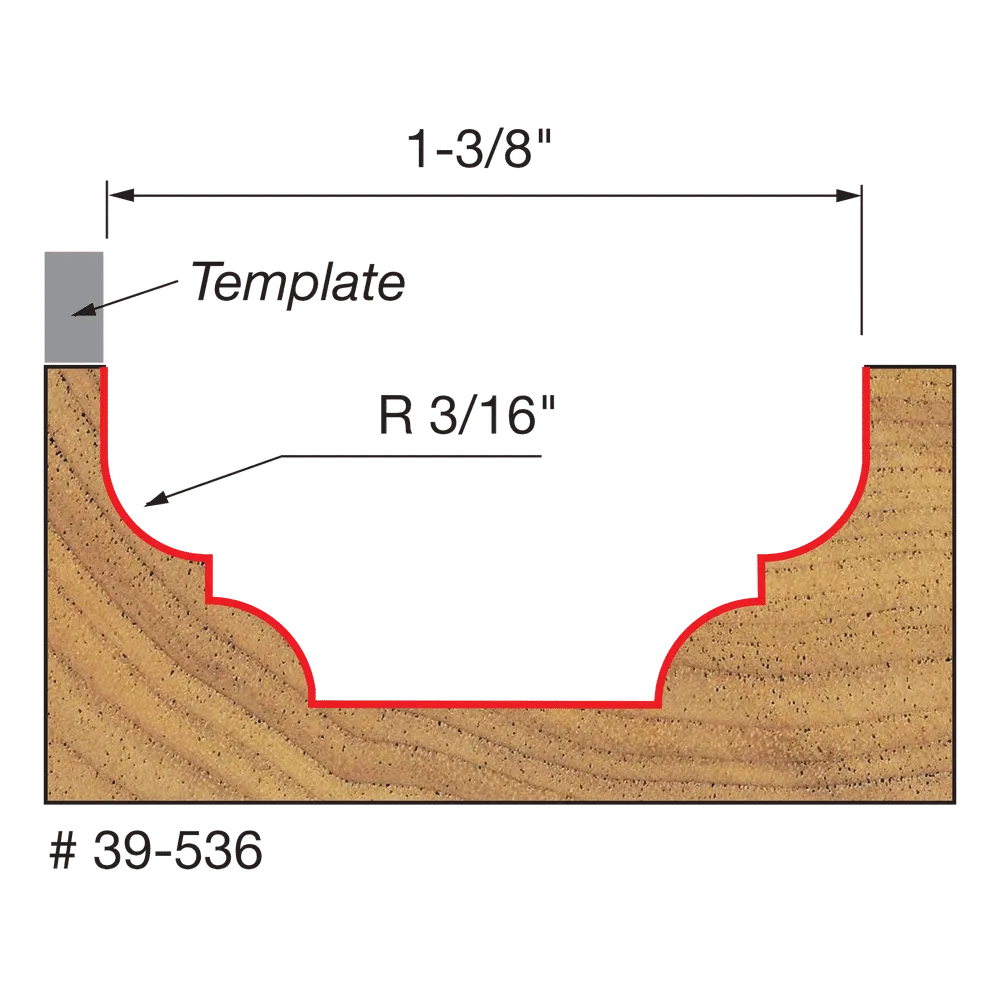 3/16" Radius Top Bearing Cove & Bead Groove Bit with 3/8" Shank