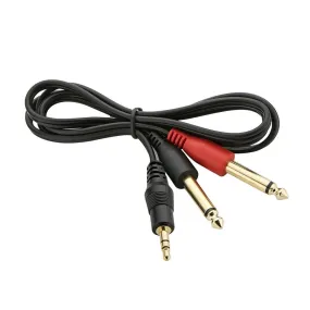3ft Dual 1/4 Mono Plug to 1/8 Stereo Male Y-Cable for DJs
