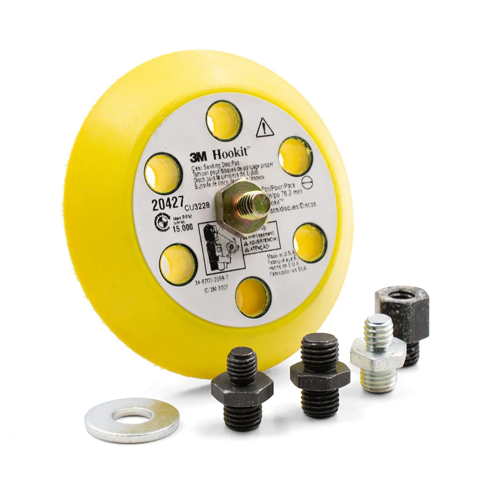 3M 20427 Clean Sanding Abrasive Disc Pad Kit 75mm 5 Adapters Back Up Backing