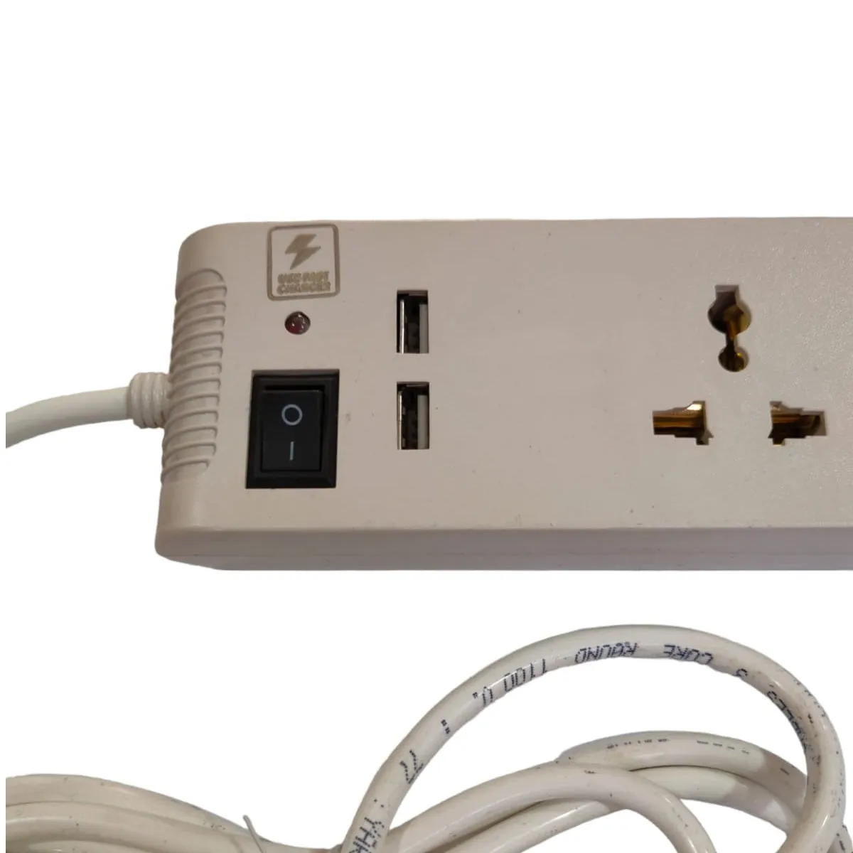 4 Switch 2 USB Ports Extension Board with Spike and Surge Protection, Extension Board with Insulated Wire, 4 Sockets & 1 Switch 3 core Long 195 cm Wire 6 A with 3 Pin Wall Plug