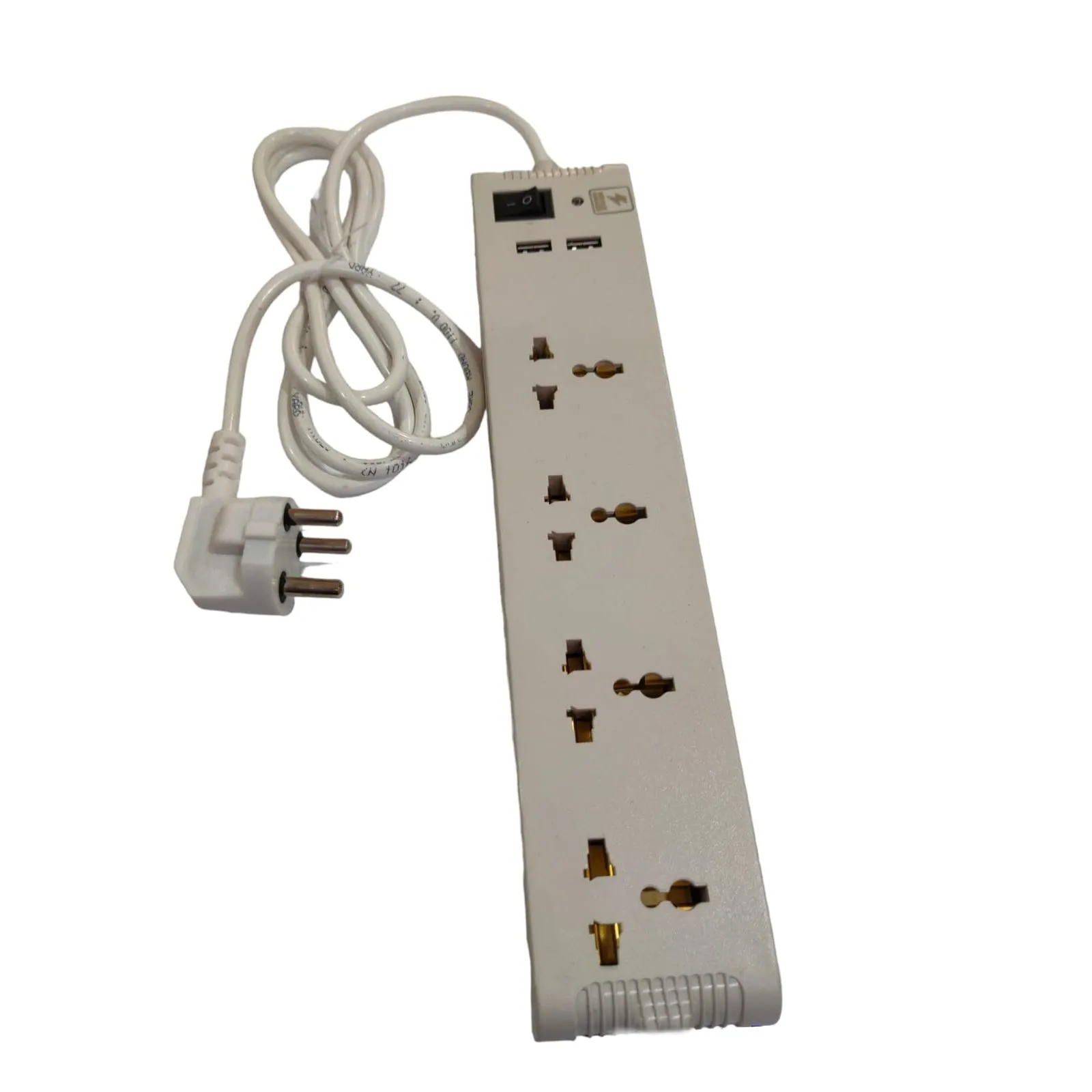 4 Switch 2 USB Ports Extension Board with Spike and Surge Protection, Extension Board with Insulated Wire, 4 Sockets & 1 Switch 3 core Long 195 cm Wire 6 A with 3 Pin Wall Plug