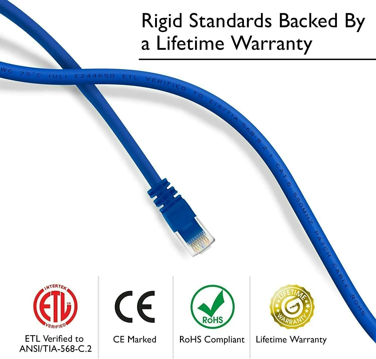 5 CORE 6 Pack Cat6 Ethernet Cable, Internet Network LAN Patch Cords,