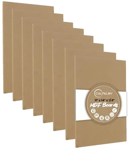 (8-Pack) CalPalmy 11” x 14” MDF Boards - 1/4” Thick Boards for Carpentry, Interior Design, Hobby Crafts, and More - with Smooth, Unfinished Sides and