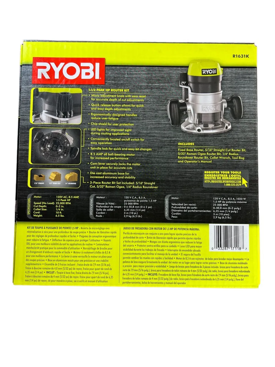 8.5 Amp 1-1/2 Peak HP Fixed Base Router