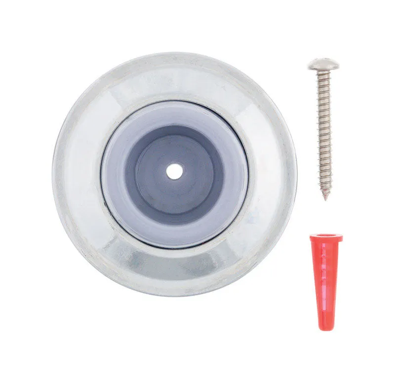 Ace 2-5/16 in. W Solid Brass w/Rubber Stop Chrome Silver Wall Door Stop Mounts to door and wall