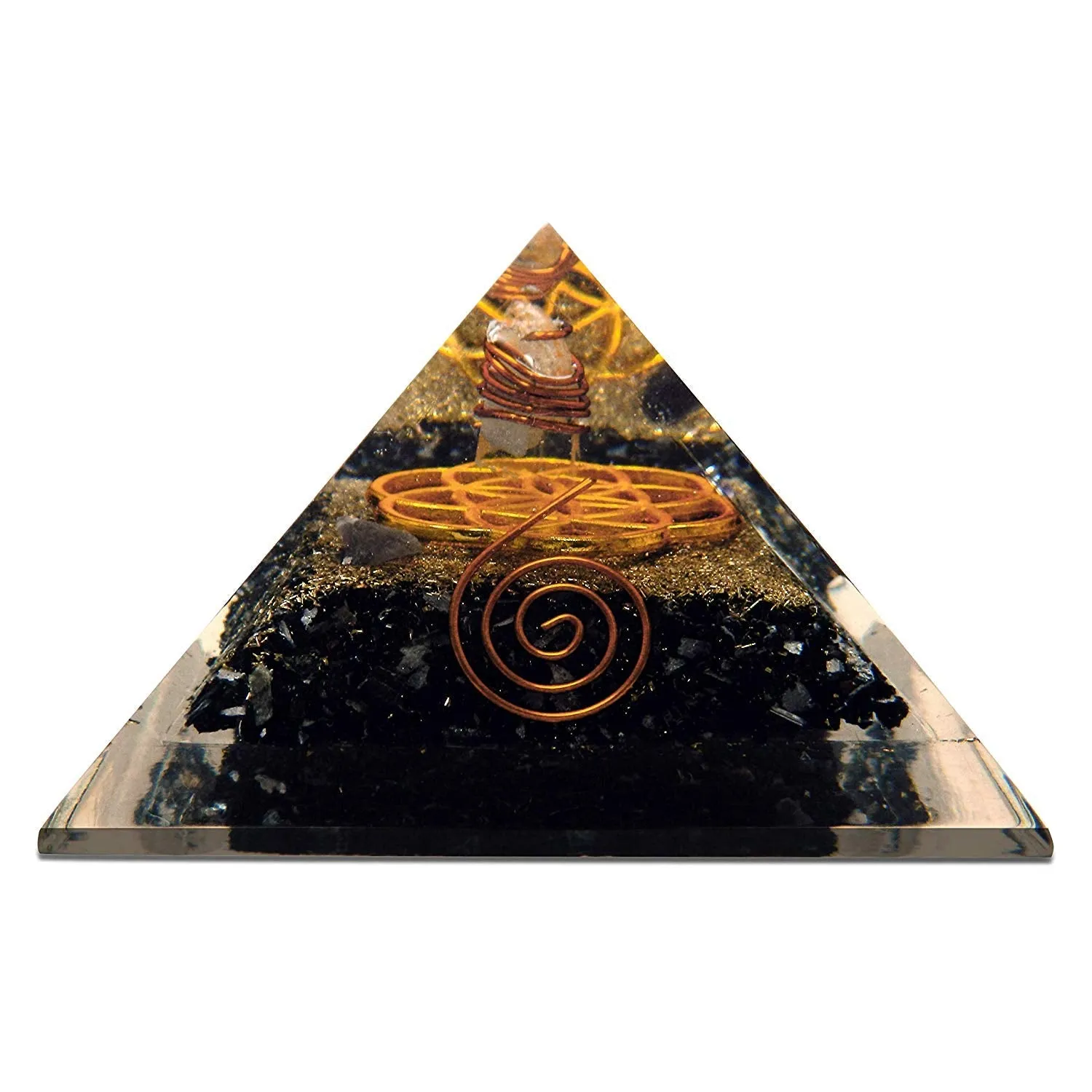 Amethyst Black Tourmaline Orgone Pyramid Reiki Chakra Balancing Energy