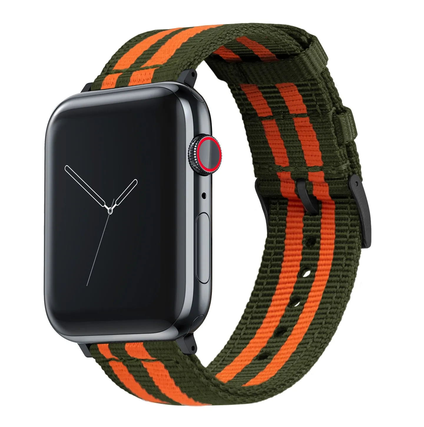Apple Watch Two Piece NATO® Style Army Green Orange Watch Band (SALE)