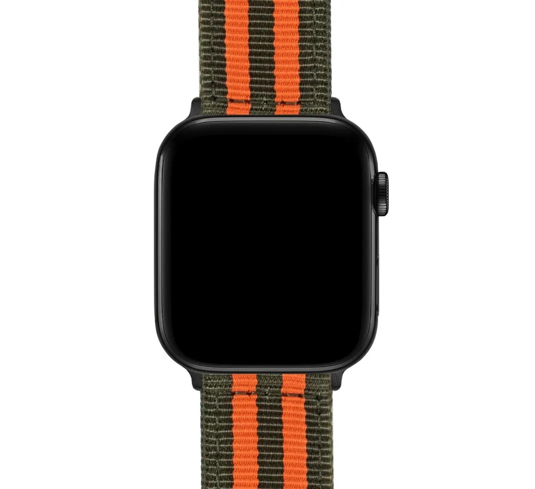 Apple Watch Two Piece NATO® Style Army Green Orange Watch Band (SALE)