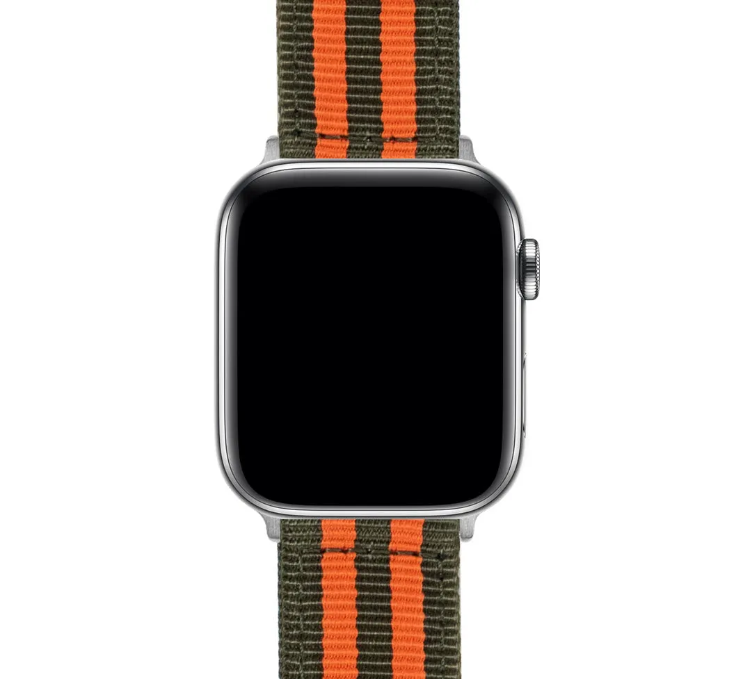 Apple Watch Two Piece NATO® Style Army Green Orange Watch Band (SALE)
