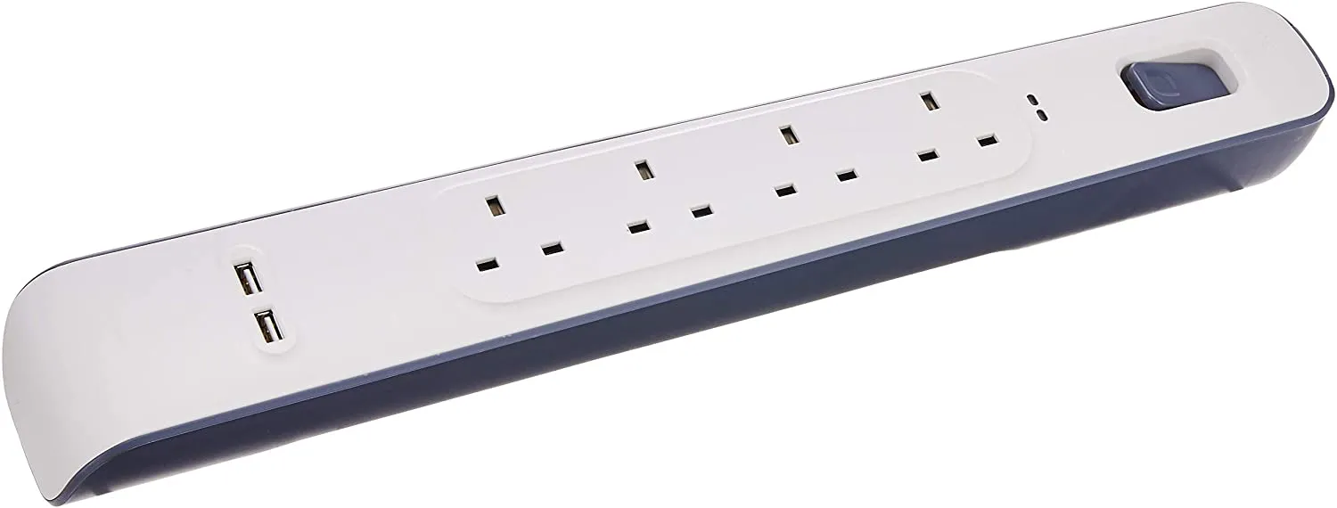 Belkin 4 Outlet Surge Protector with 2 x 2.4A Shared USB Charging, 2M Cable (BSV401sa2M)