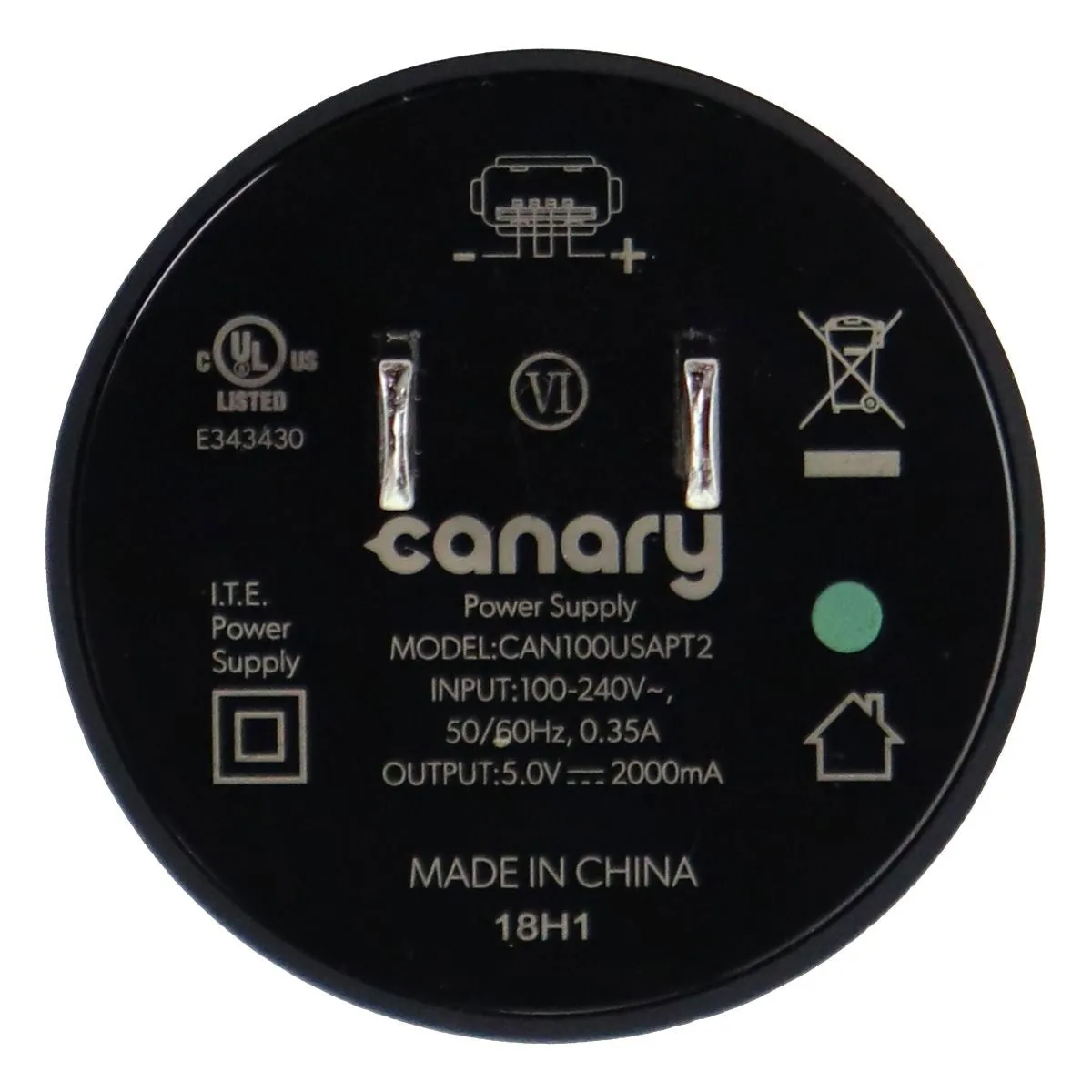 Canary (CAN100USAPT2) 5V 2000mA Travel Adapter for USB Devices - Black