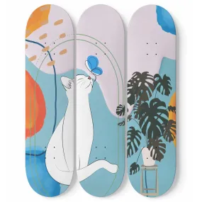 Cat Minimalist 3 piece skateboard art