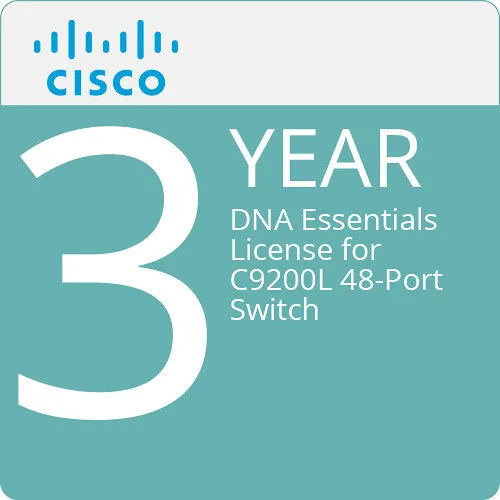 Cisco C9200L-DNA-E-48-3Y 3-Year DNA Essentials License for C9200L 48-Port Switch