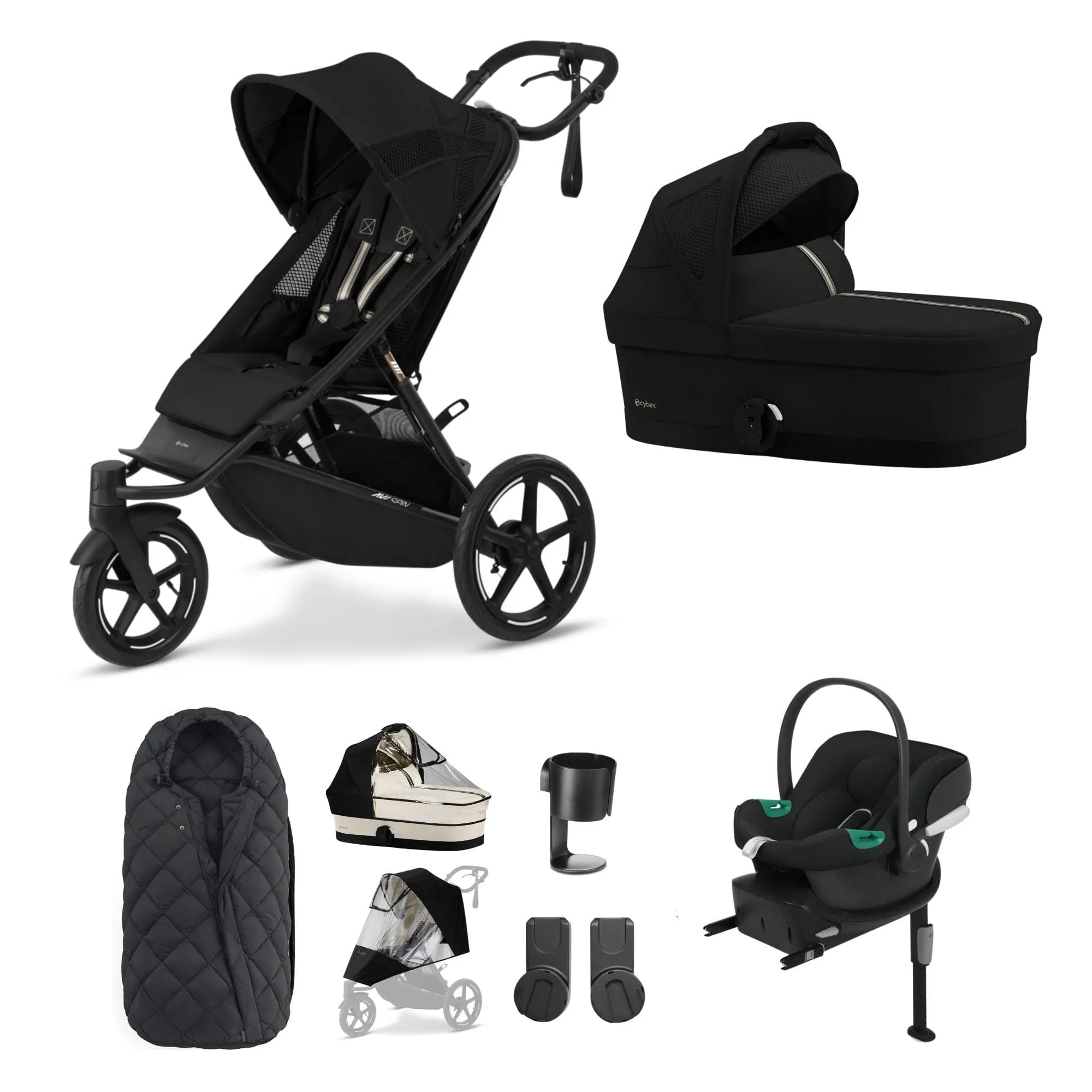 Cybex Avi Spin Comfort Bundle in Moon Black