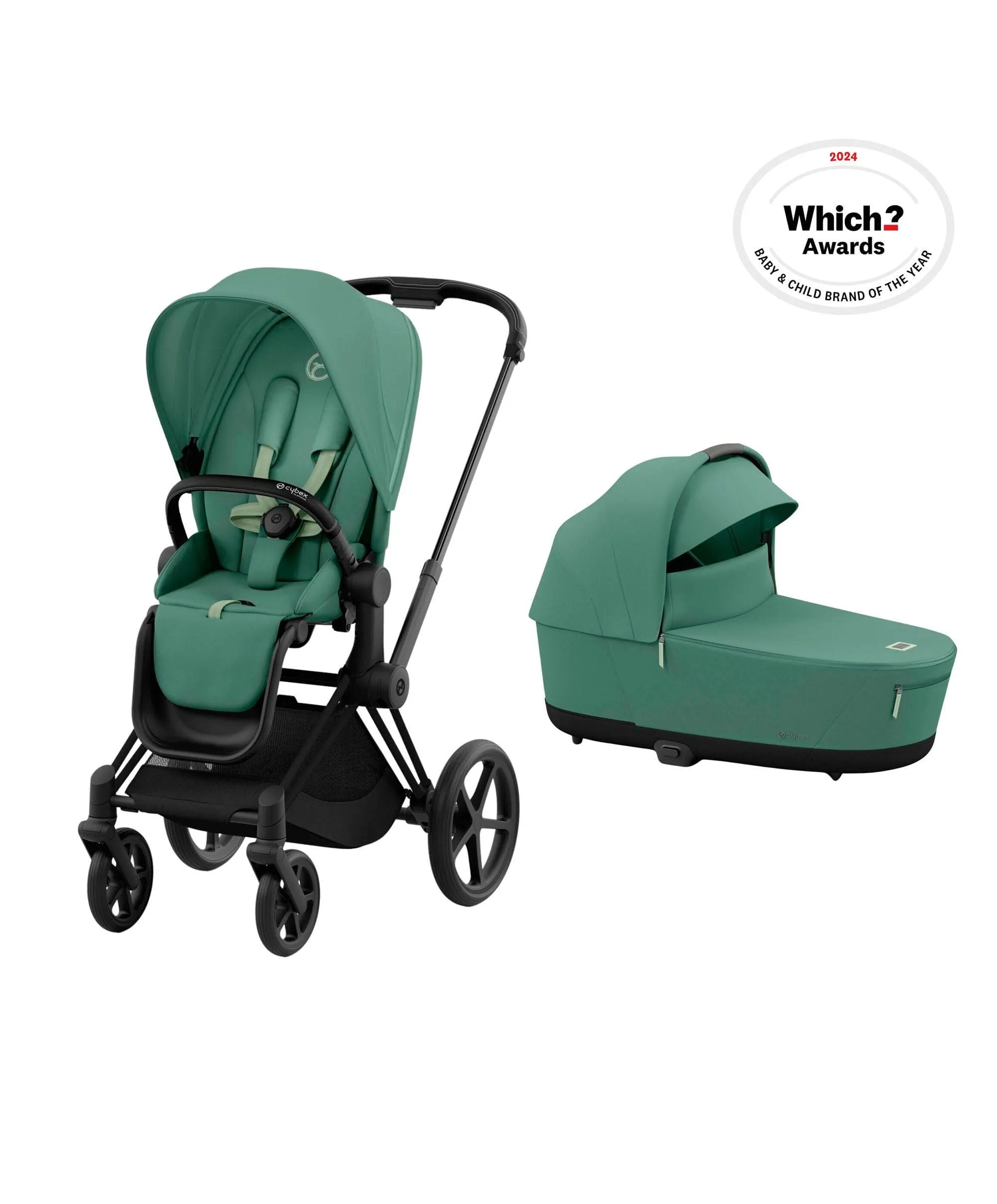 Cybex Priam 3 Piece Pushchair Bundle - Leaf Green/Matt Black