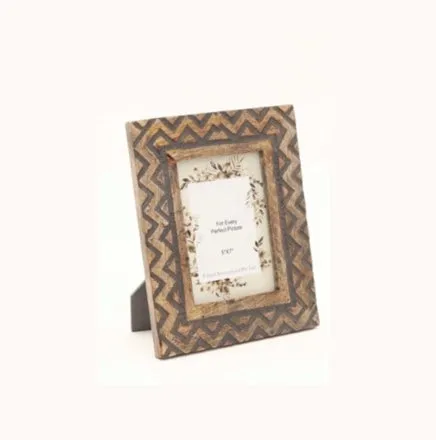 Distressed Wooden Carved Frame 5x7