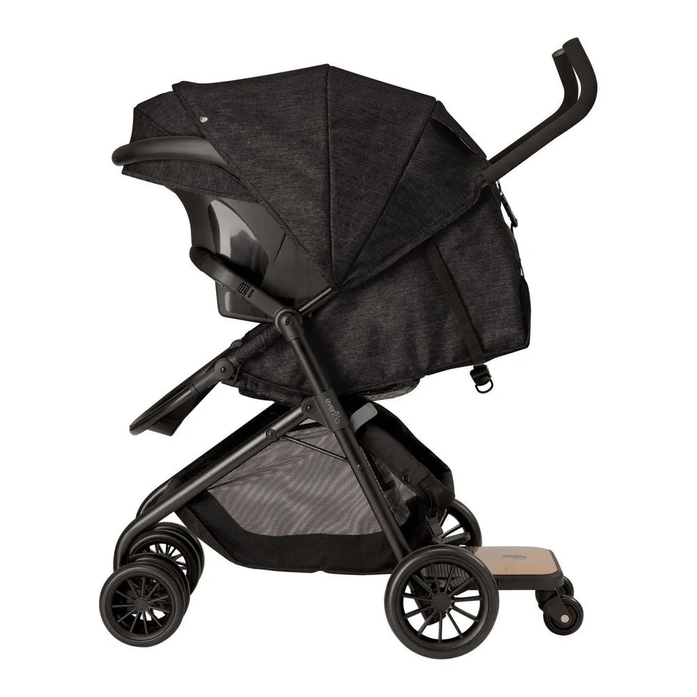 Evenflo Sibby Travel System with LiteMax Infant Car Seat & Rider Board -  Charcoal Black