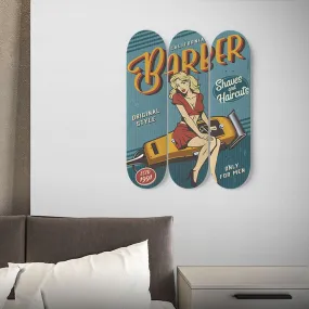 Fantastic Vintage Barber Illustration Skateboard Wall Art