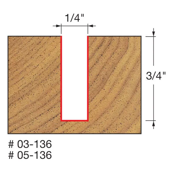 Freud 03-136 1/4" (Dia.) Single Flute Straight Bit