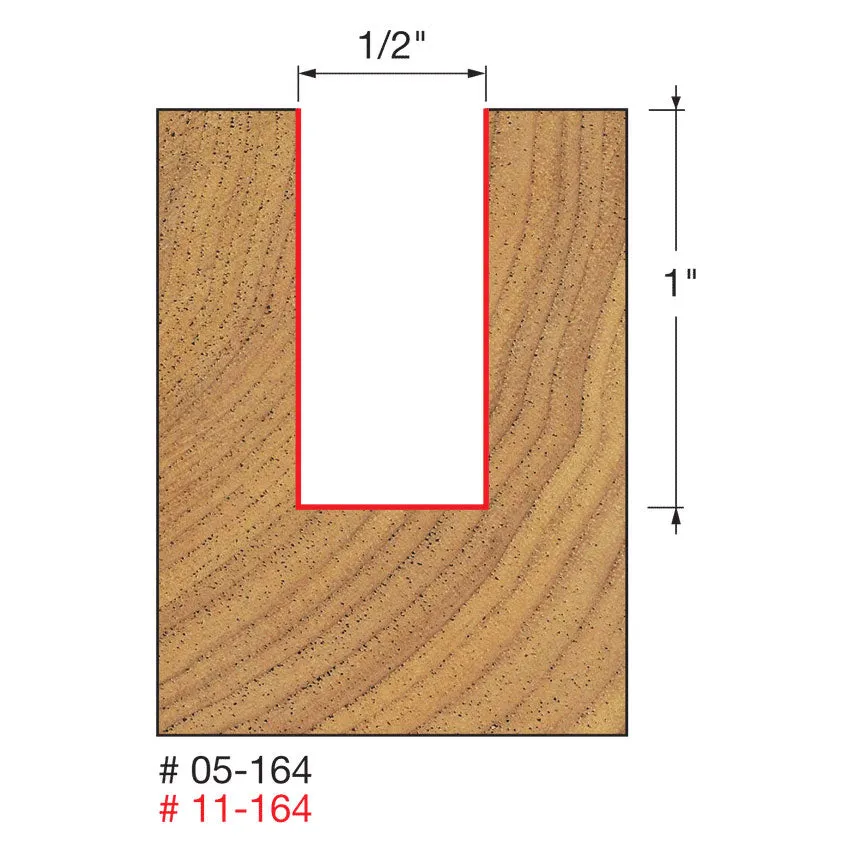 Freud 11-164 1/2" (Dia.) Single Flute Straight Bit