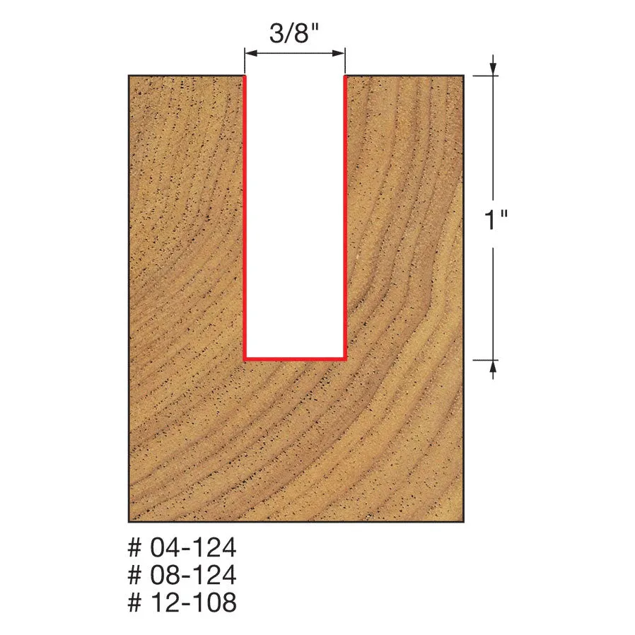 Freud 12-108 3/8" (Dia.) Double Flute Straight Bit (Double Grind)