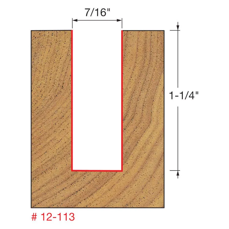 Freud 12-113 7/16" (Dia.) Double Flute Straight Bit (Double Grind)