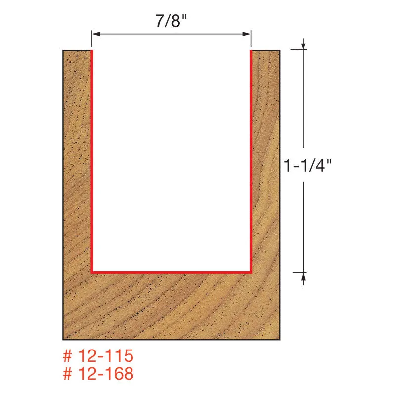 Freud 12-115 7/8" (Dia.) Double Flute Straight Bit (Double Grind)
