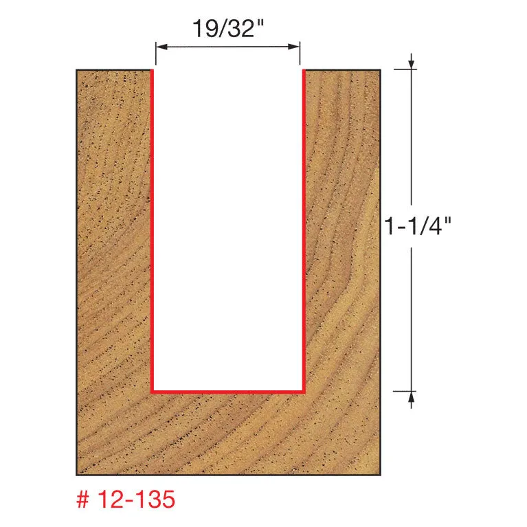 Freud 12-135 1-9/32" (Dia.) Double Flute Straight Bit (Double Grind)