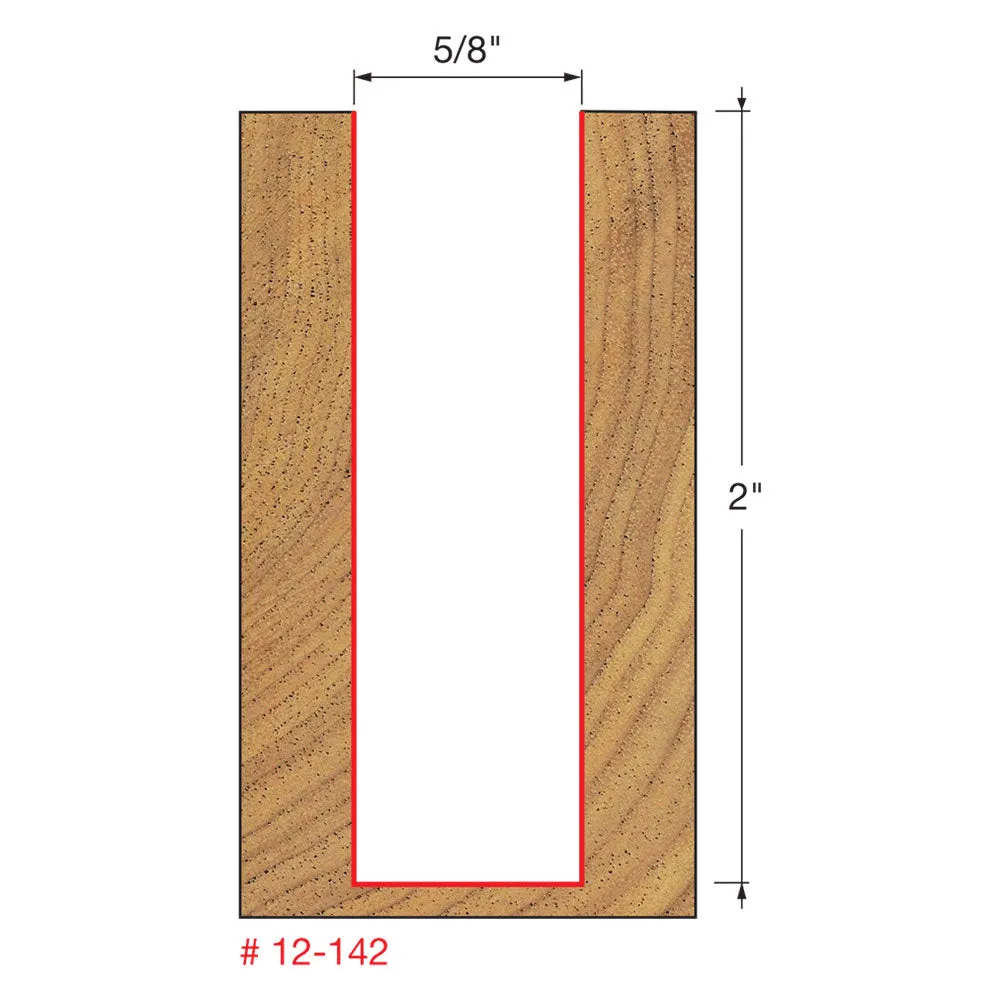 Freud 12-142 5/8" (Dia.) Double Flute Straight Bit (Double Grind)