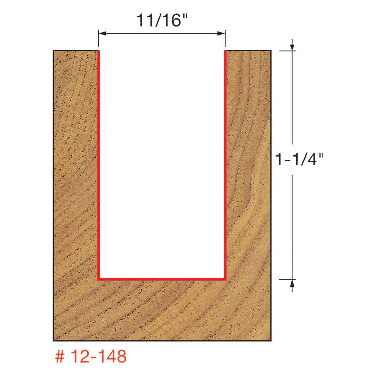 Freud 12-148 11/16" (Dia.) Double Flute Straight Bit (Double Grind)