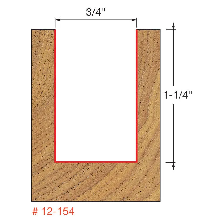 Freud 12-154 3/4" (Dia.) Double Flute Straight Bit (Double Grind)