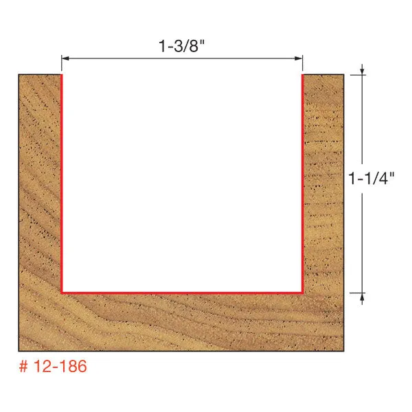 Freud 12-186 1-3/8" (Dia.) Double Flute Straight Bit (Double Grind)