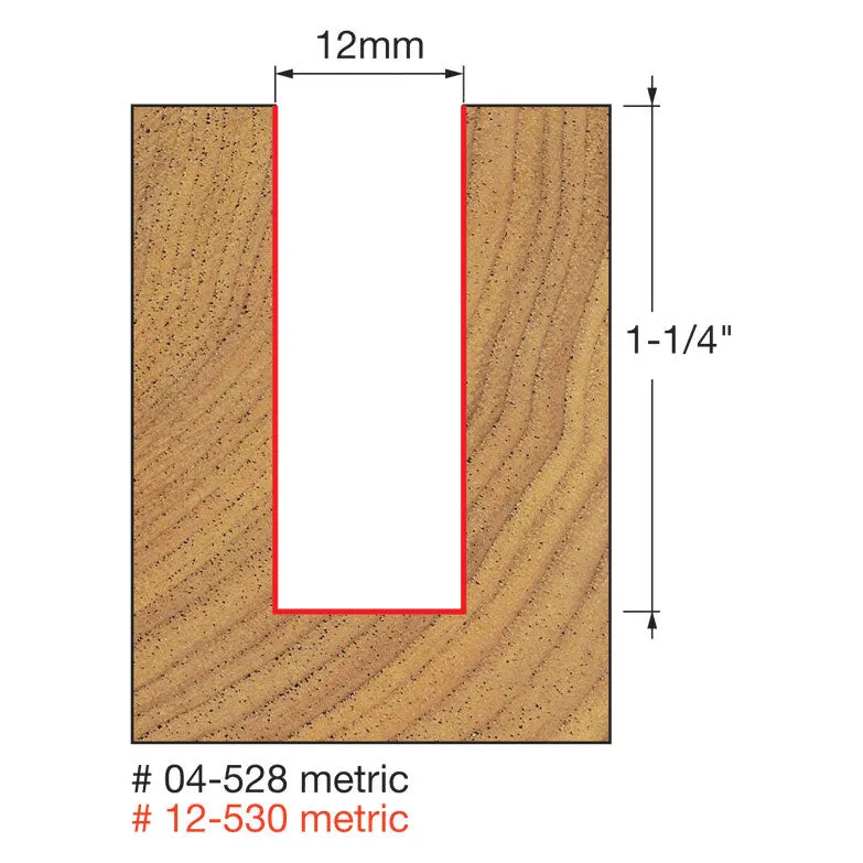 Freud 12-530 12 (Dia.) Double Flute Straight Bit (Double Grind)