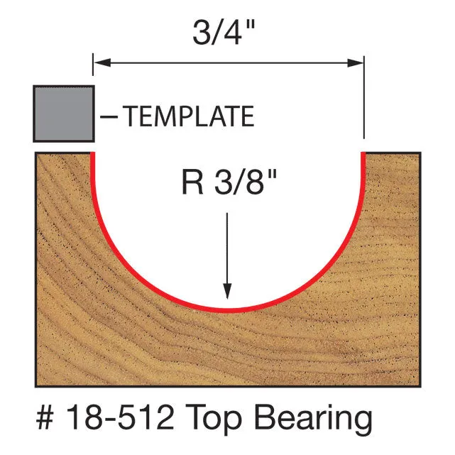 Freud 18-512 3/8" Radius Round Nose Bit