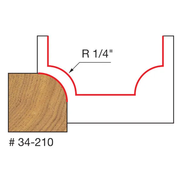 Freud 34-210 1/4" Radius Rounding Over Bit with Steel Pilot