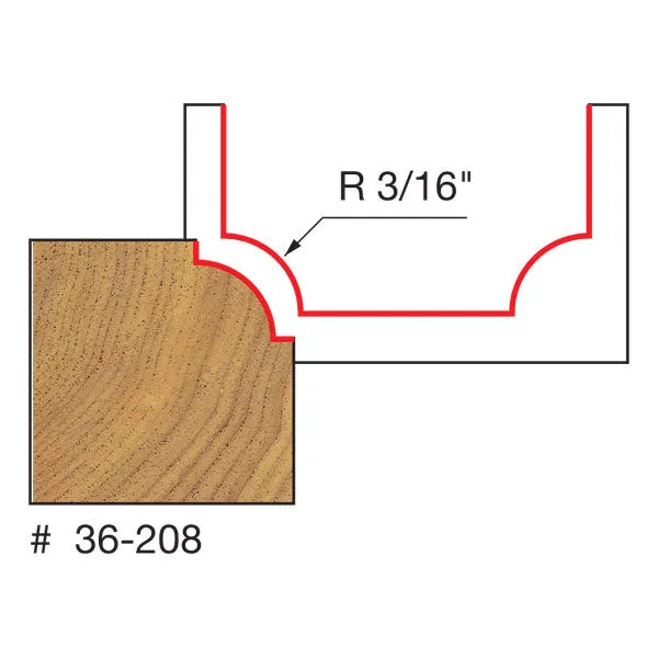 Freud 36-208 3/16" Radius Beading Bit with Steel Pilot