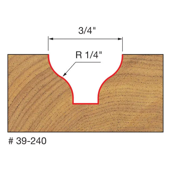 Freud 39-240 1/4" Radius Standard Ogee Groove Bit