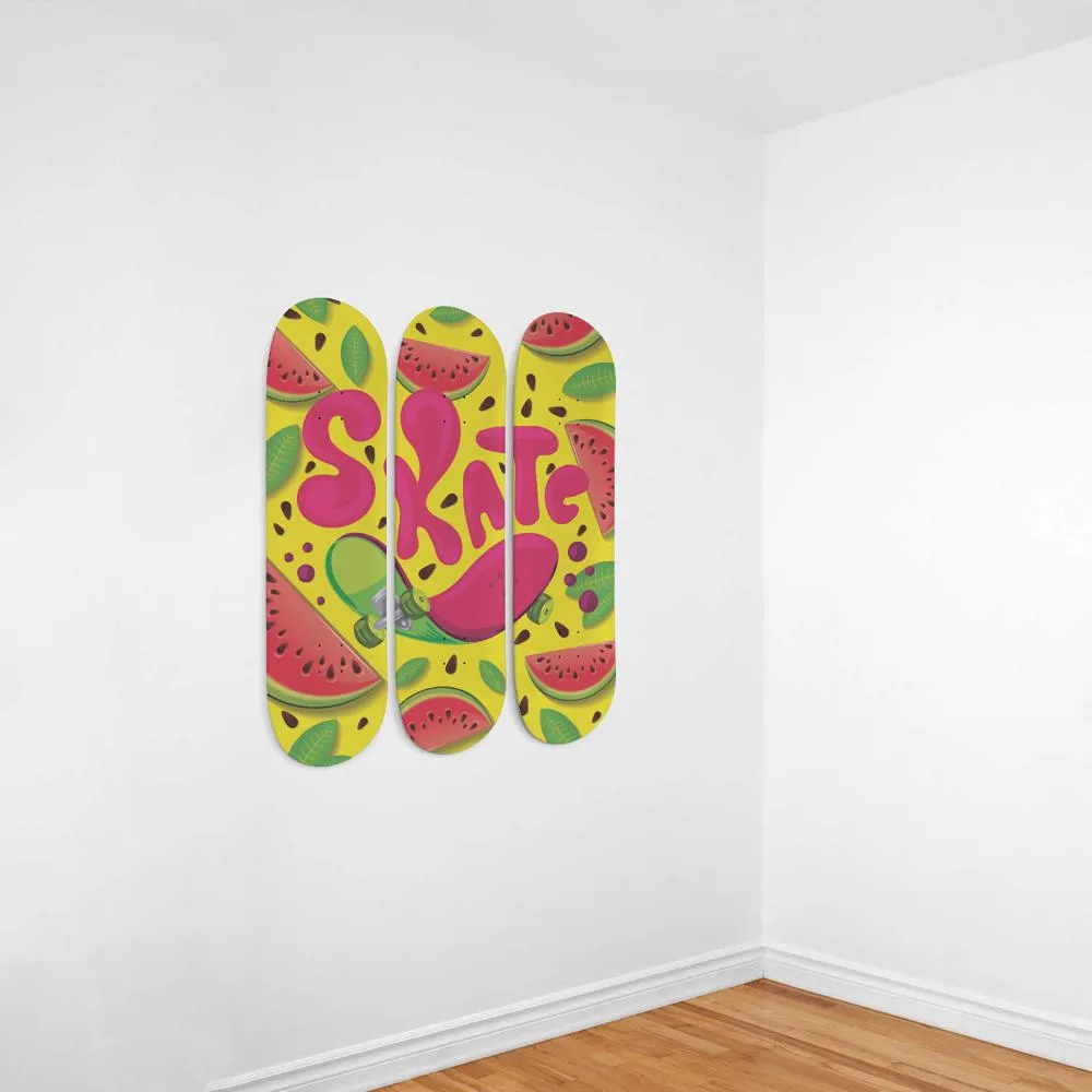 Funny Watermelon Skate Skateboard Wall Art