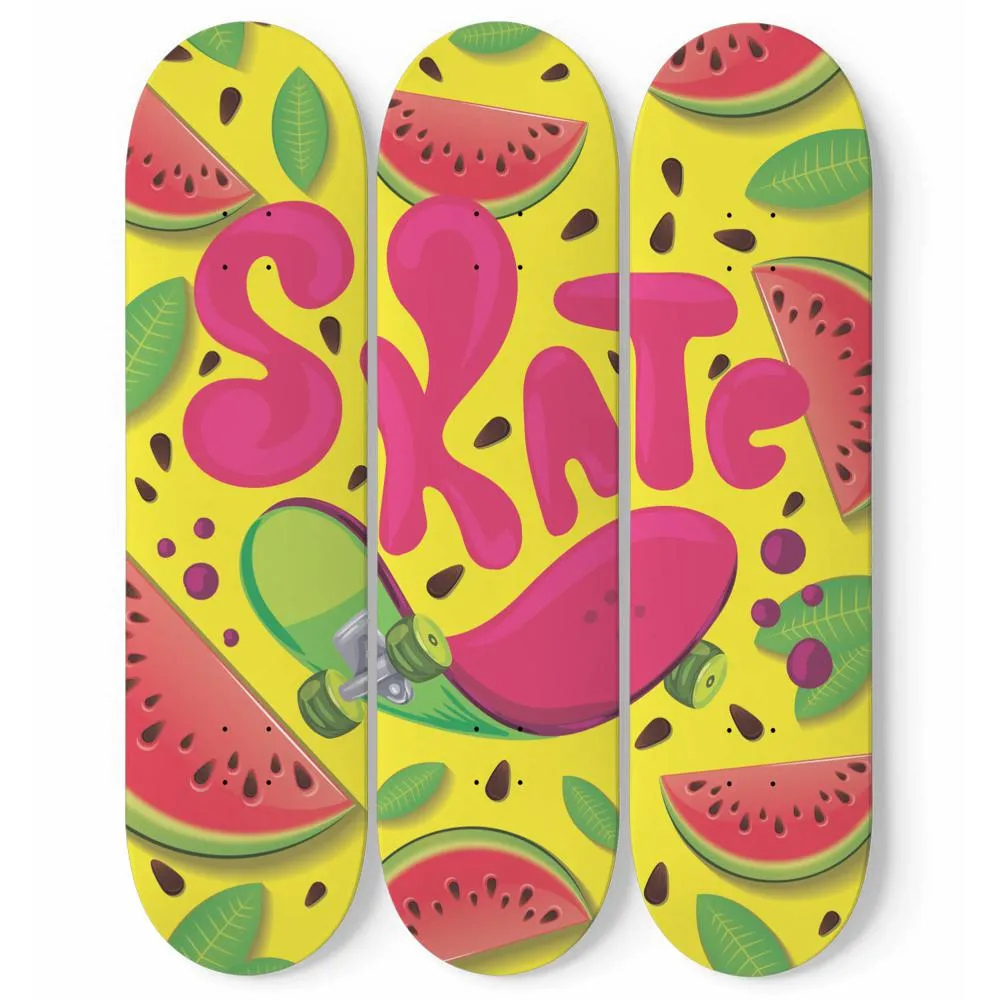 Funny Watermelon Skate Skateboard Wall Art